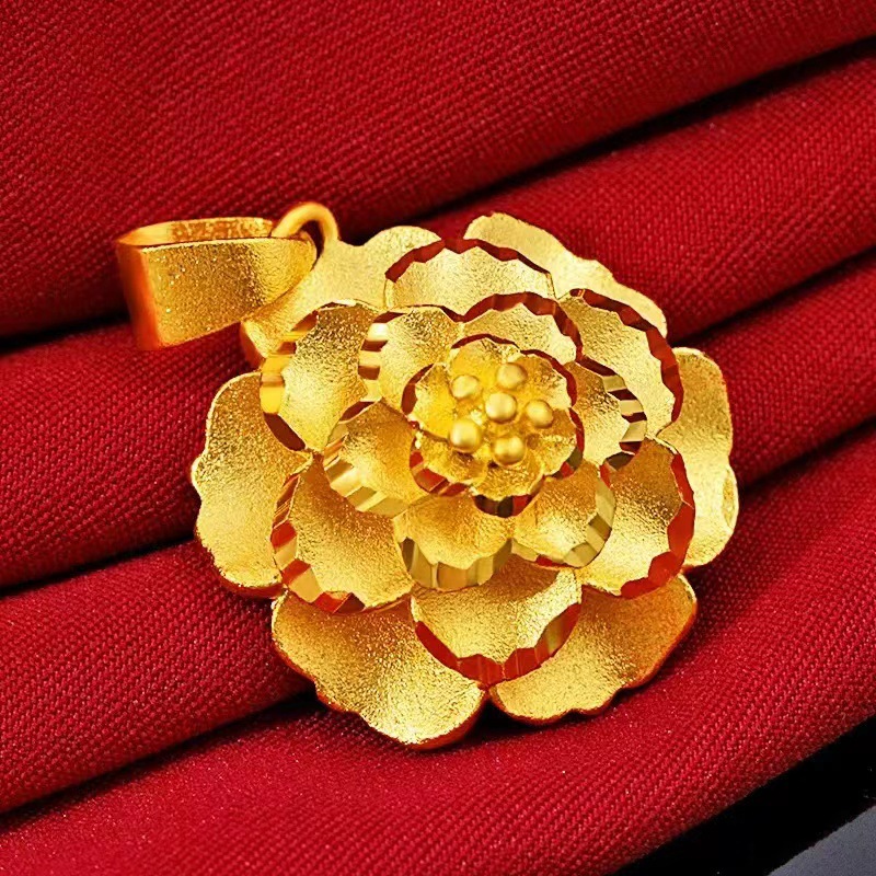 Vietnamese Sajin prosperity Flower pendant necklace, water wave chain 2025