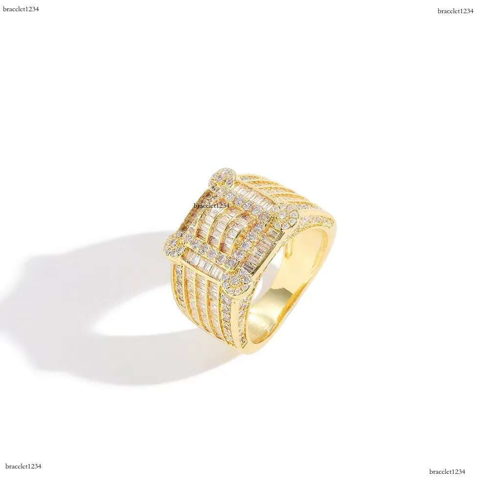Fine Jewelry Iced Out Hip Hop Cuban k Ring Gold Plated Sterg Sier VVS Moissanite Dia