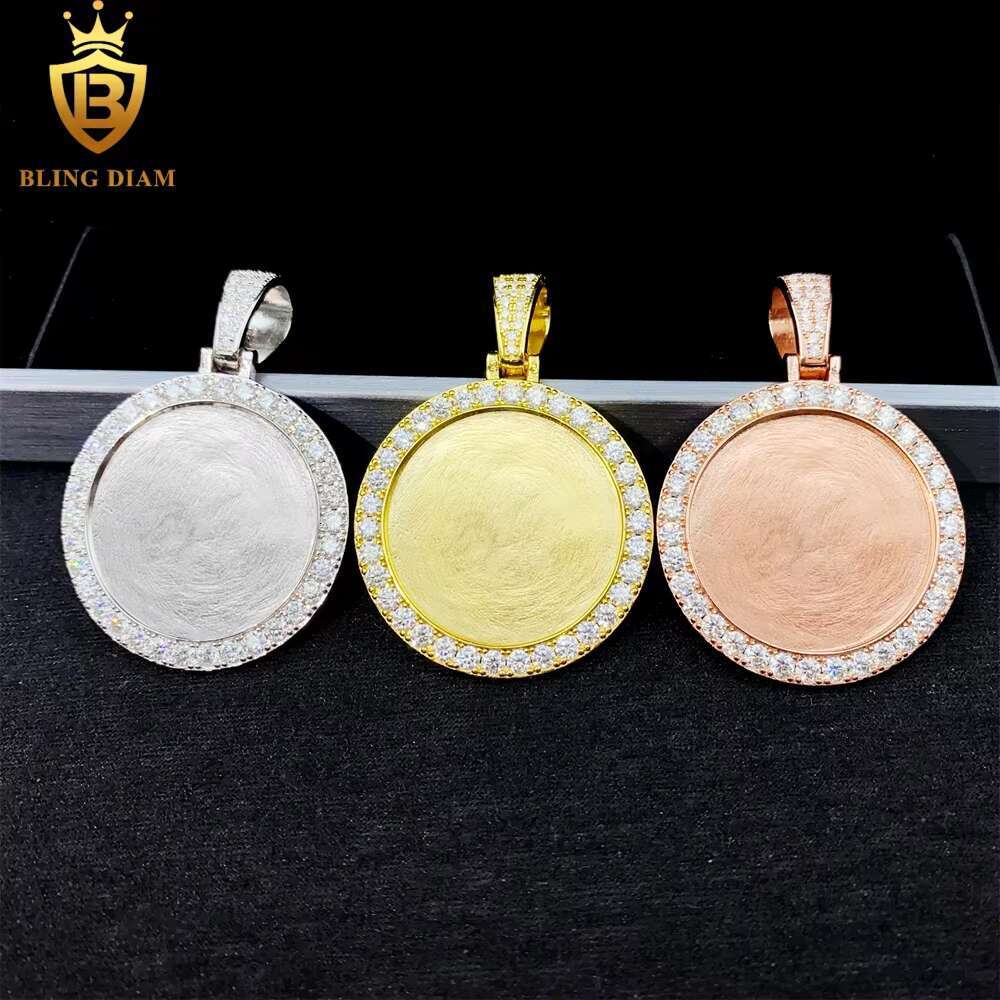 Blingdiam Fine Jewelry Custom Picture Memory Pendant Wholesale Vvs Moissanite Pass Diamond Tester 925 Sterling Silver