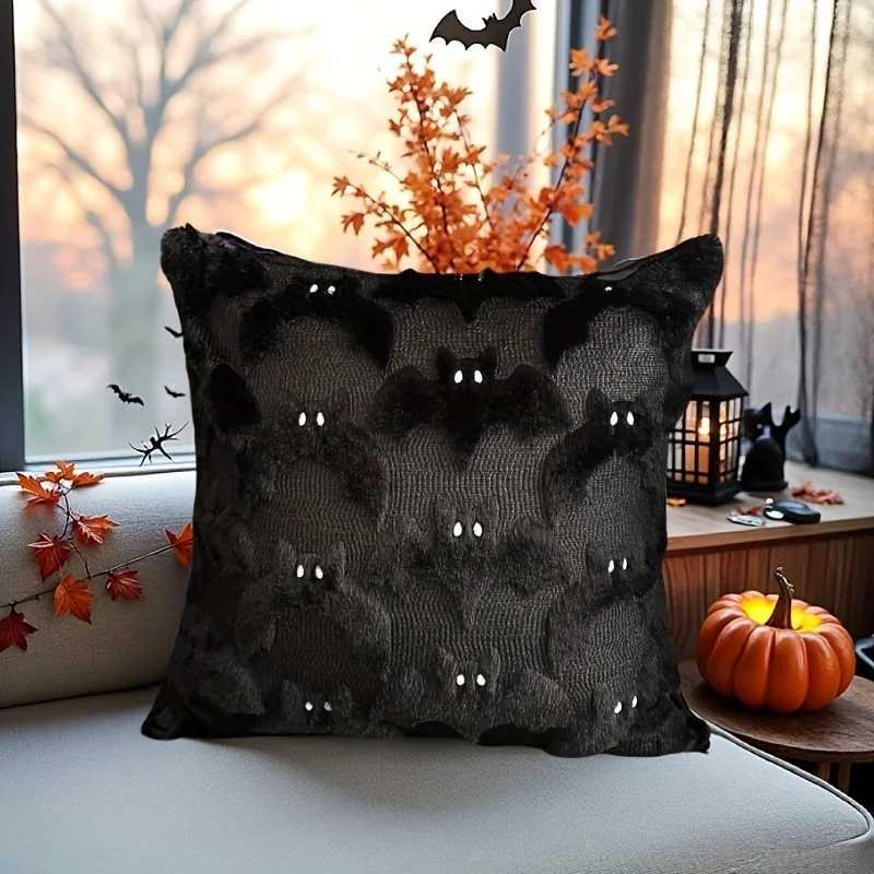 1pc 3D black bat plush throw pillow cover gothic dark spooky witch halloween decorative cushion cover no pillow core G251124