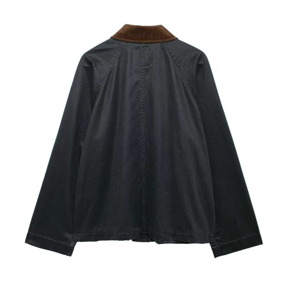 Designer Clothes Pb&Za Autumn/Winter New Product Fashion Casual Women's Corduroy Collar Coat Loose Single Breasted Top