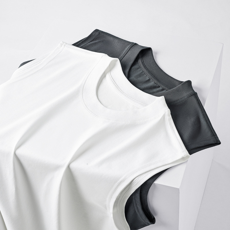 Summer 230G Ice Feel Cotton Solid Color Tank Top Sports And Fitness Cool White Sweatshirt For Men's Sleeveless T-Shirt luanyun