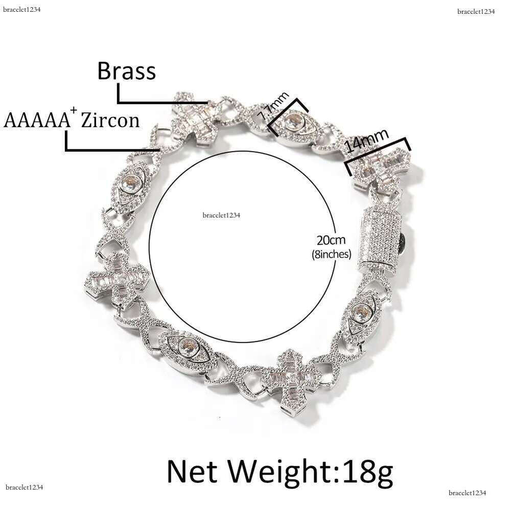 Luxury designer Hip Hop 14mm Cross Eye Cuban k Chain Ice Out VVS Moissanite Necklace Bracelet Men Women Free shipping