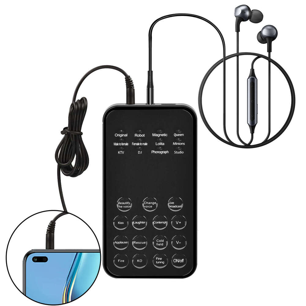 Mobile phone computer universal live mini sound card voice changer One-key American sound eating chicken game K song voice changer