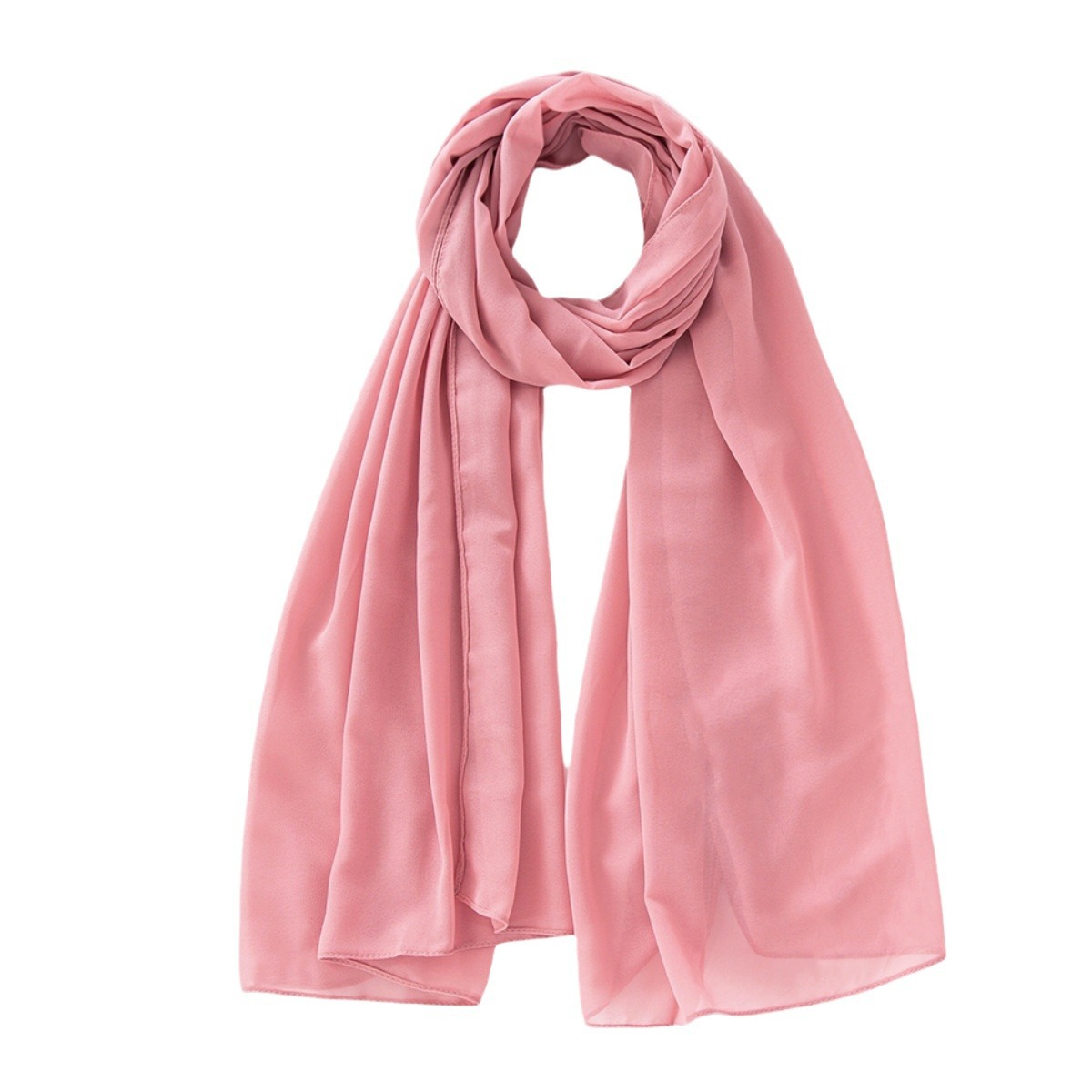 K499 Solid color pearl chiffon bubble scarf gauze long scarf solid color Malaysian ladies headscarf ethnic headscarf scarf