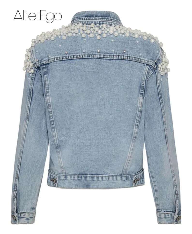 Jean Jackets Bride Pearl Coat Bridal Pearls Coats Future Denim Outerwear Wedding Women's Clothing 2023 Solid Jacket