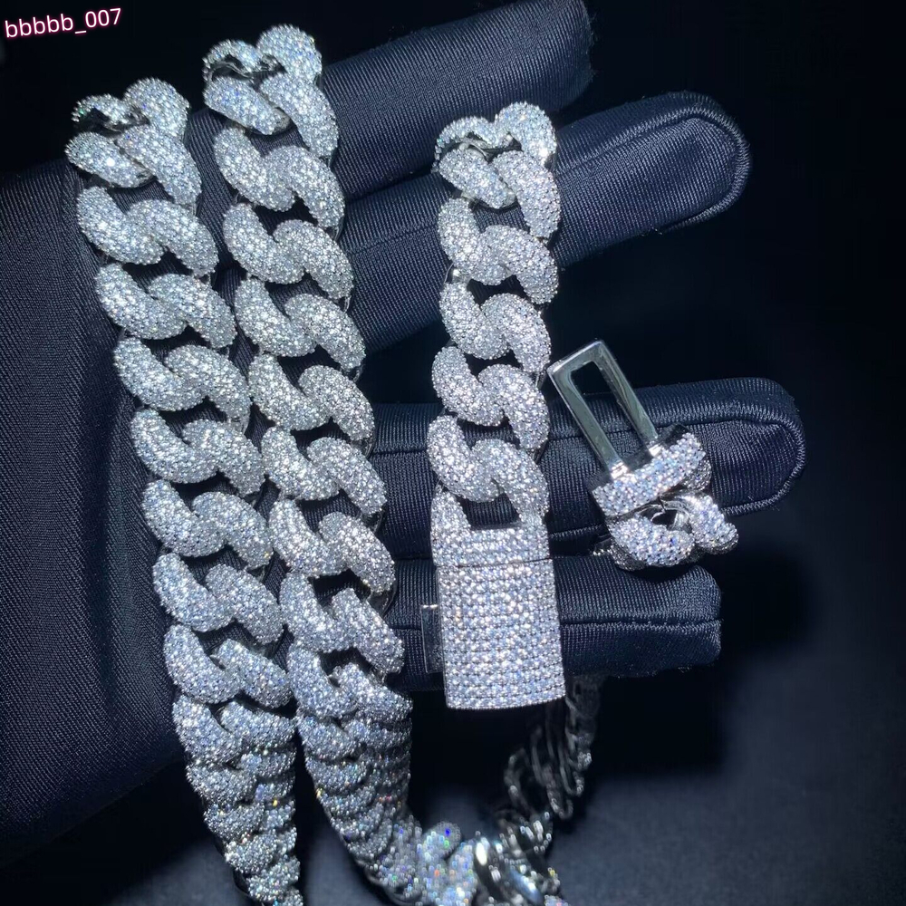 15mm Width Full Paved Cubic Zirconia CZ Iced Out Bling Cool Men Boy Hip Hop Cuban Chain Necklace