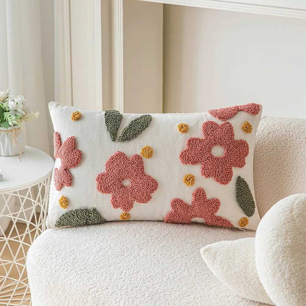 1PCS fashionable jacquard embroidered flower-patterned soft throw pillow cover G251124