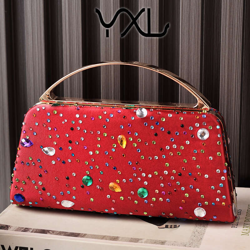Dinner Bag Fashion Rhinestone Dinner Silk Diamond Decoration Party Hand Held Evening Bag New Style KQ