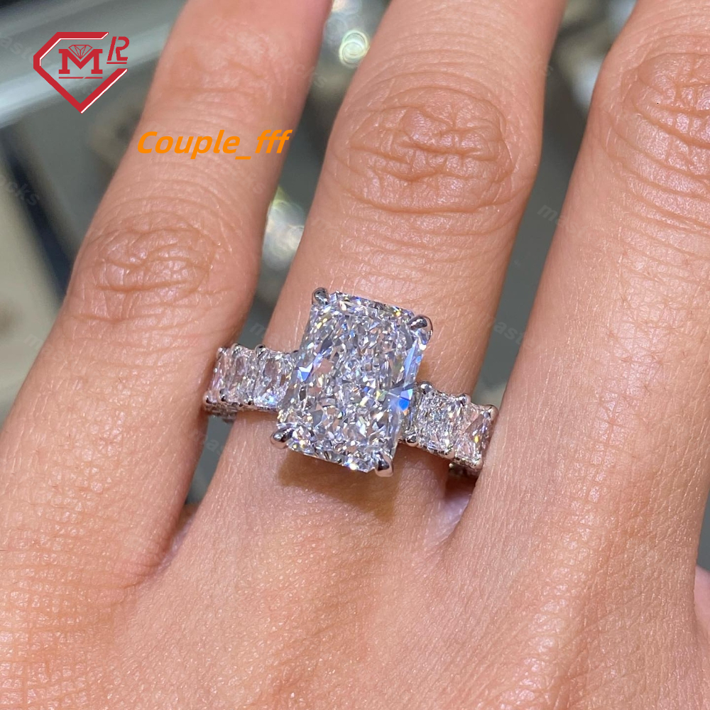 Luxury Moissanite Ring Eternity Baguette Cut Iced Out 2ct Vvs Moissanite Diamond Engagement Rings