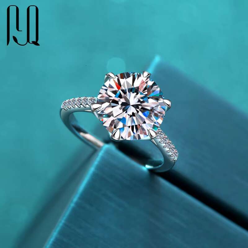 PYQ 5ct Fine Jewelry Moissanite 925 Sterling Silver Rings High End Moissanite Ring Big Stone Ring