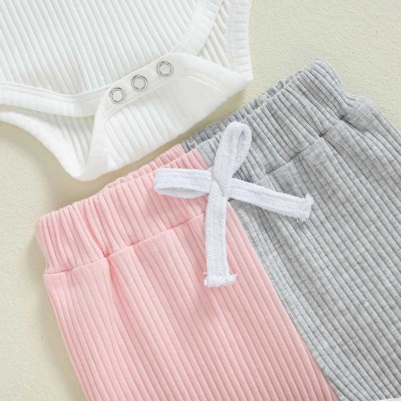 Clothing Sets 2024-05-31 Lioraitiin 0-18M Baby Girls 2 Piece Outfit Contrast Color Raglan Sleeves Romper and Elastic Pants Warm Clothes Set R250424