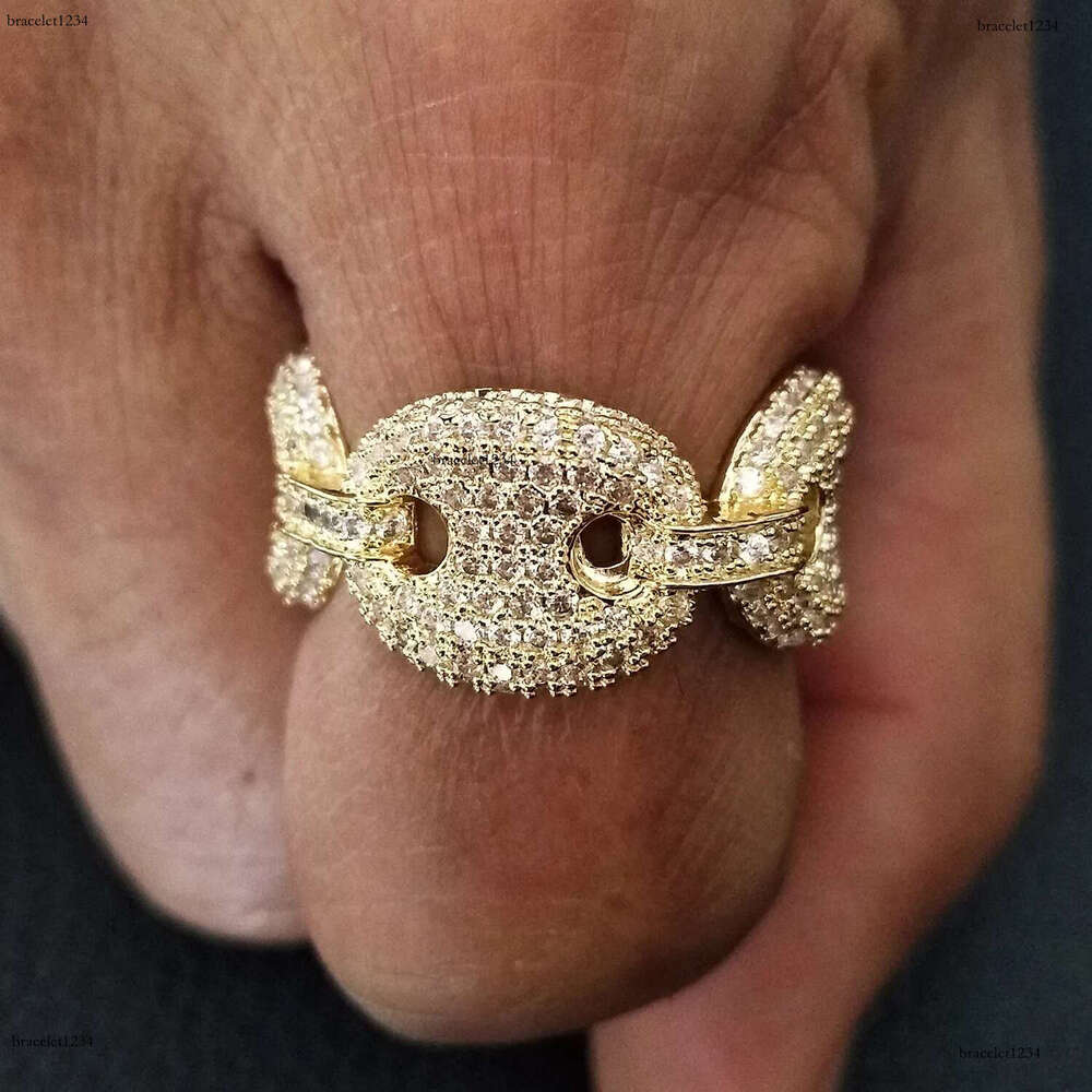 Hip Hop CZ Cubic Zircon Geometric Finger Ring Band Iced Out White Gold Bg Baguette Dia Rings for Women Men Boyfriend Valentine Birthday Jewelry Gifts