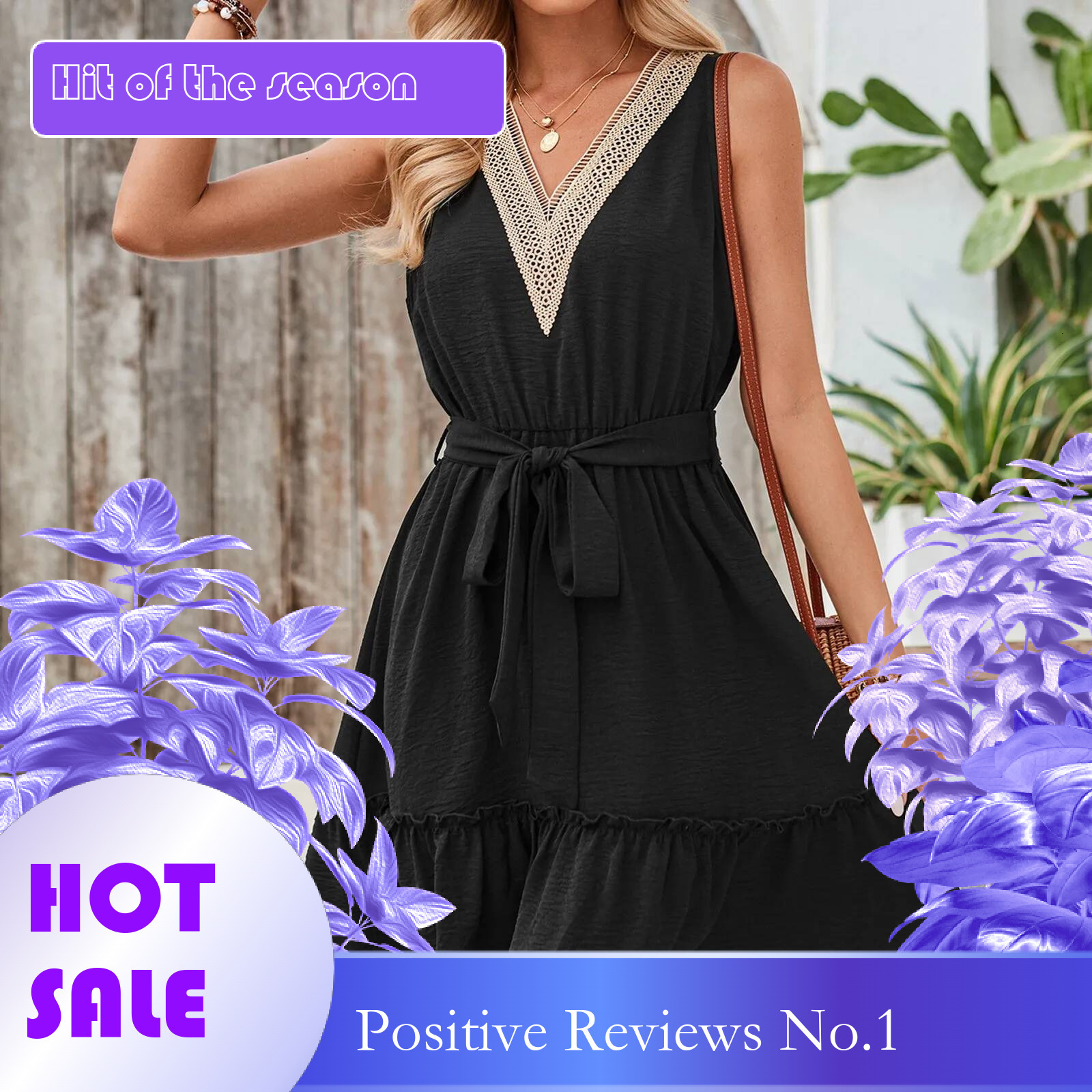 Dongdumaoyi Women S Summer Dresses New Formal Casual Party For Fashion Solid Color V Neck Sleeveless Lace Waist Dress