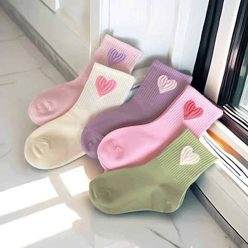 Girls Mid-Calf Socks 1-14 Years Quick-Dry Polyester High Elasticity Anti-Wrinkle Athletic Non-Slip 5Pairs G251124
