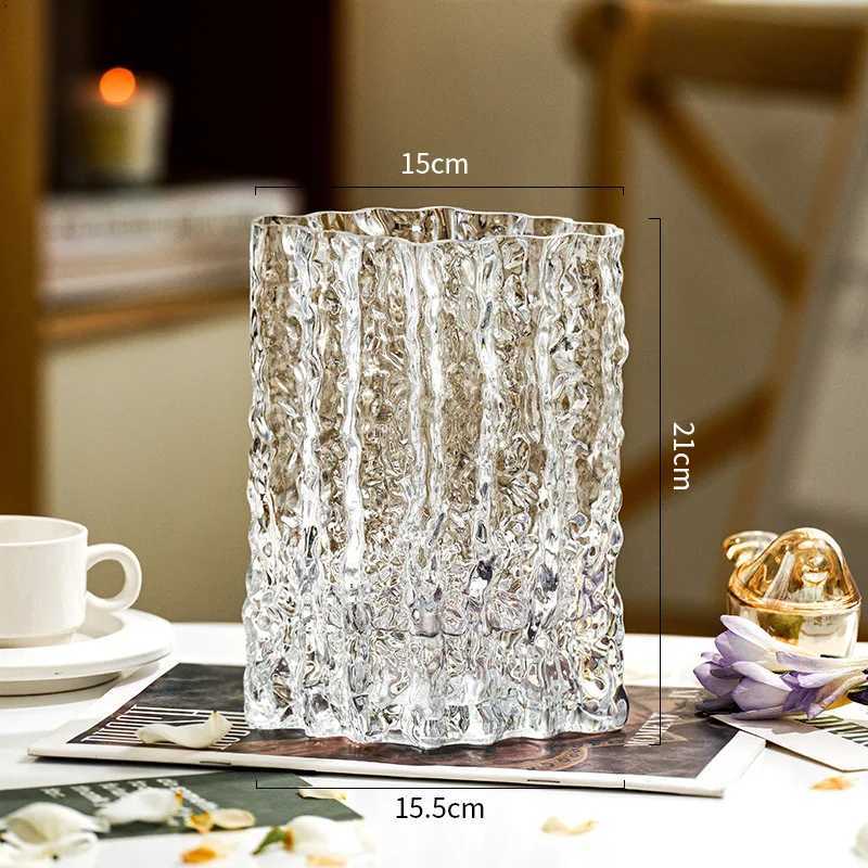 Glacier Patterned Transparent Vase Ornament Large Cber Colorful Light Luxury Vase Living Room Decoration Ornament C251124