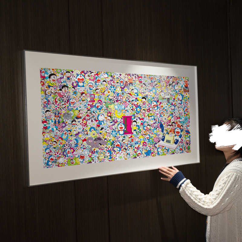 Trendy Doraemon Wall Art Modern Living Room Decorative Painting Murakami Takashi Sunflower Sofa Background Wall Art Childrens Room W251124