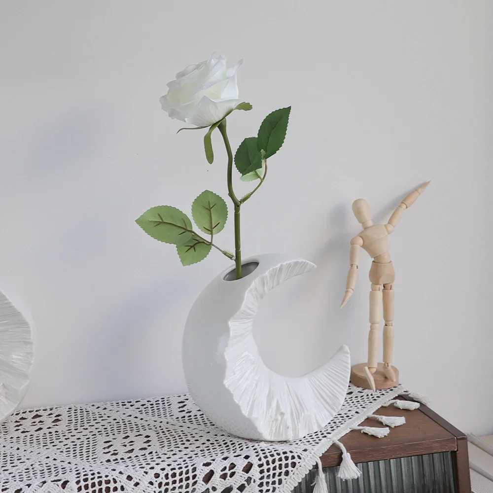 Nordic Sun Moon Flower Vase Decorative Vases Modern Luxury Ceramic Glazed Vase Geometric Flowers Vase For Wedding Home Decor C251124