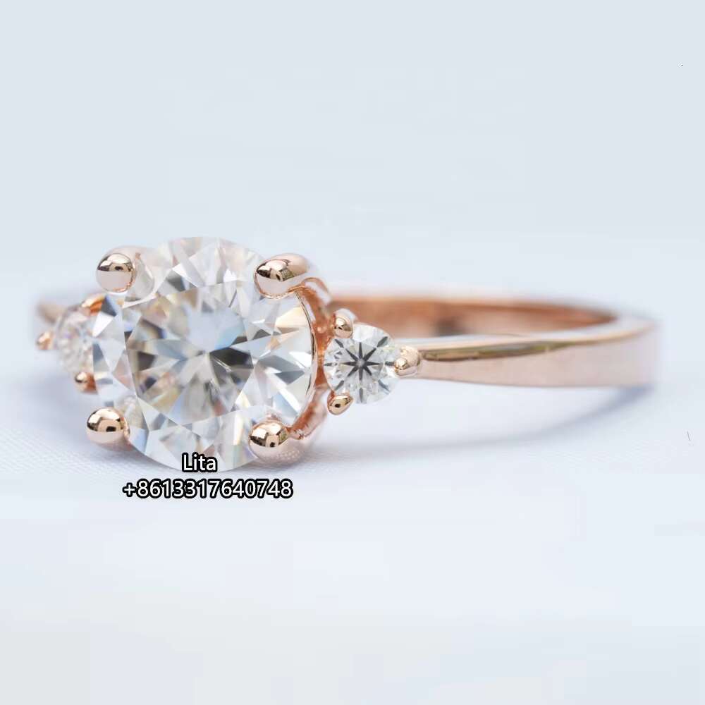 14k 18k Gold Plated Jewelry Certified Diamond Round Moissanite Fashion Women Diamond Ring