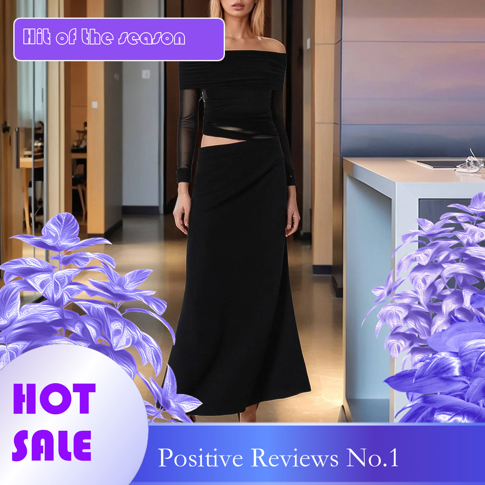 Dongdumaoyi Women S Evening Maxi Dress Sexy Hollow Out Off Shoulder Elegant Mesh Sheer Long Sleeve Casual Party Wear
