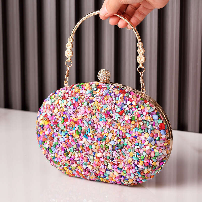 Dinner Bag Diamond Studded Round Evening Dress Handle Qipao Bag Banquet Bag Bags KQ