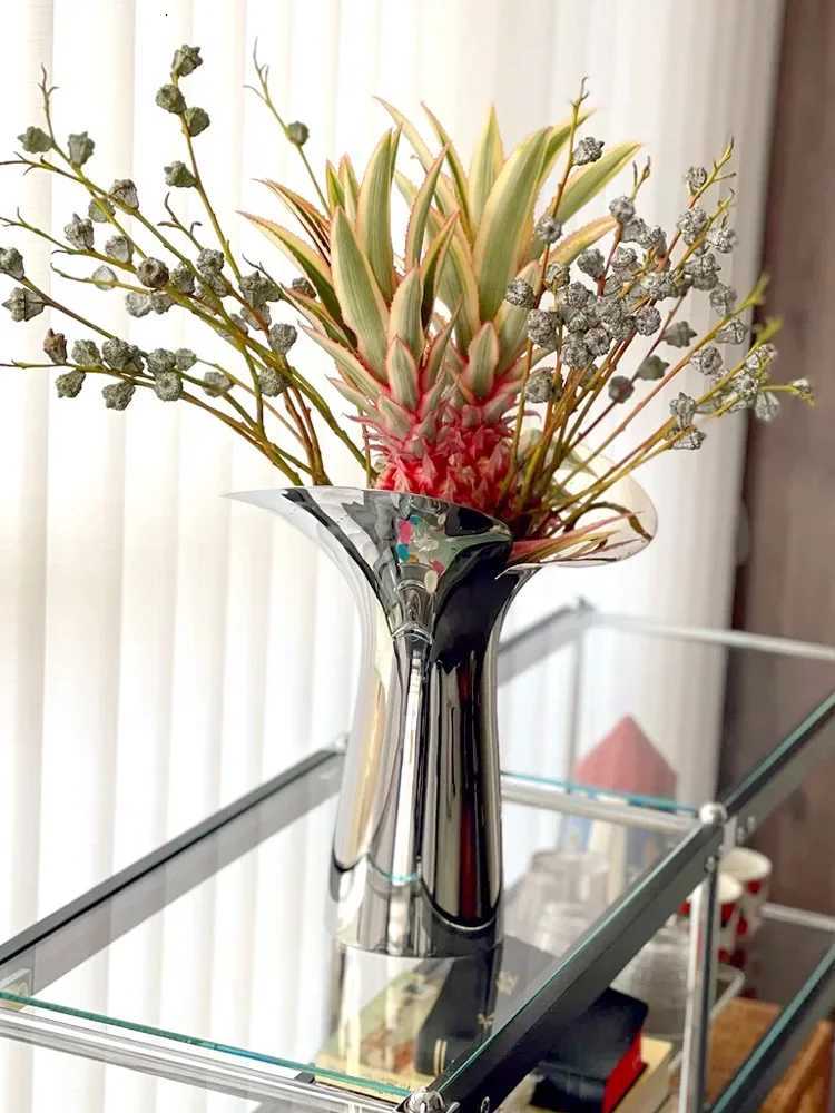 Luxury Silver Petal Fish Tail Stainless Steel Vase Living Room Decoration Flower Arrangement Candle Holder Scandinavian Style C2511243