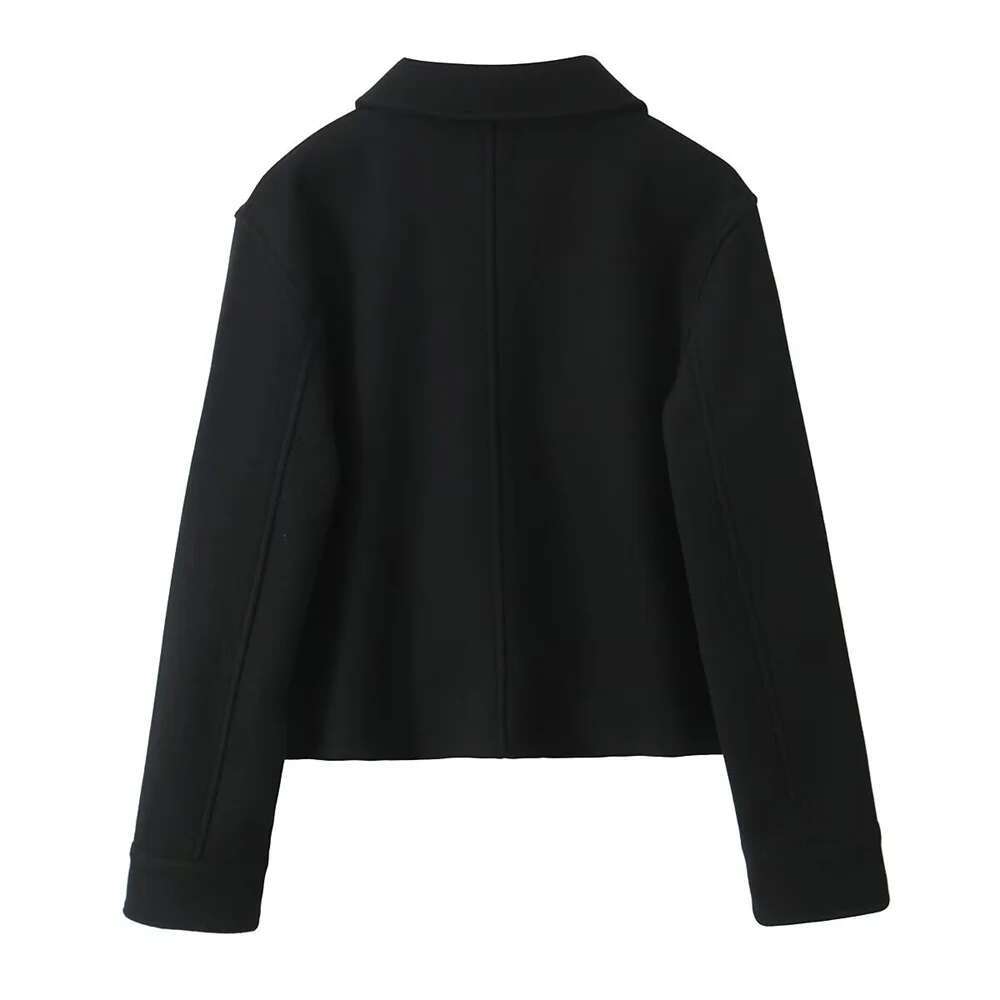 2024 RARF Loose Single Breasted Lapel Long Sleeved Short Pocket Decoration Soft Coat Women's Autumn And Winter New Item