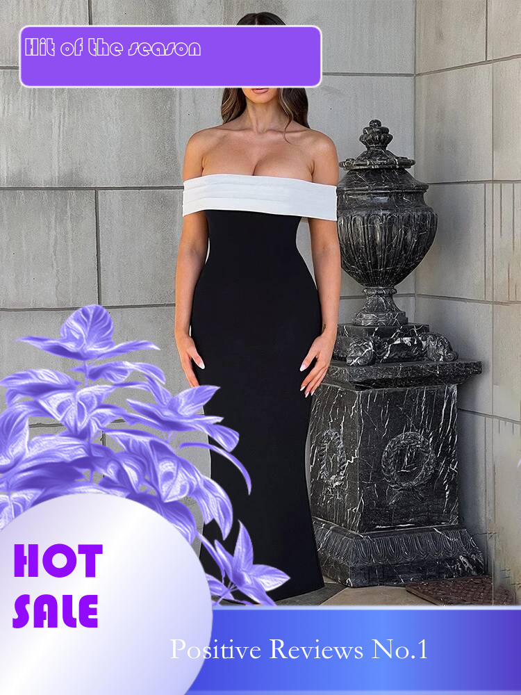 Dongdumaoyi Townlike Elegant Off Shoulder Midi Long Slim Bodycon Dress Women Spring Summer Backless Nightclub Sexy Party Dresses