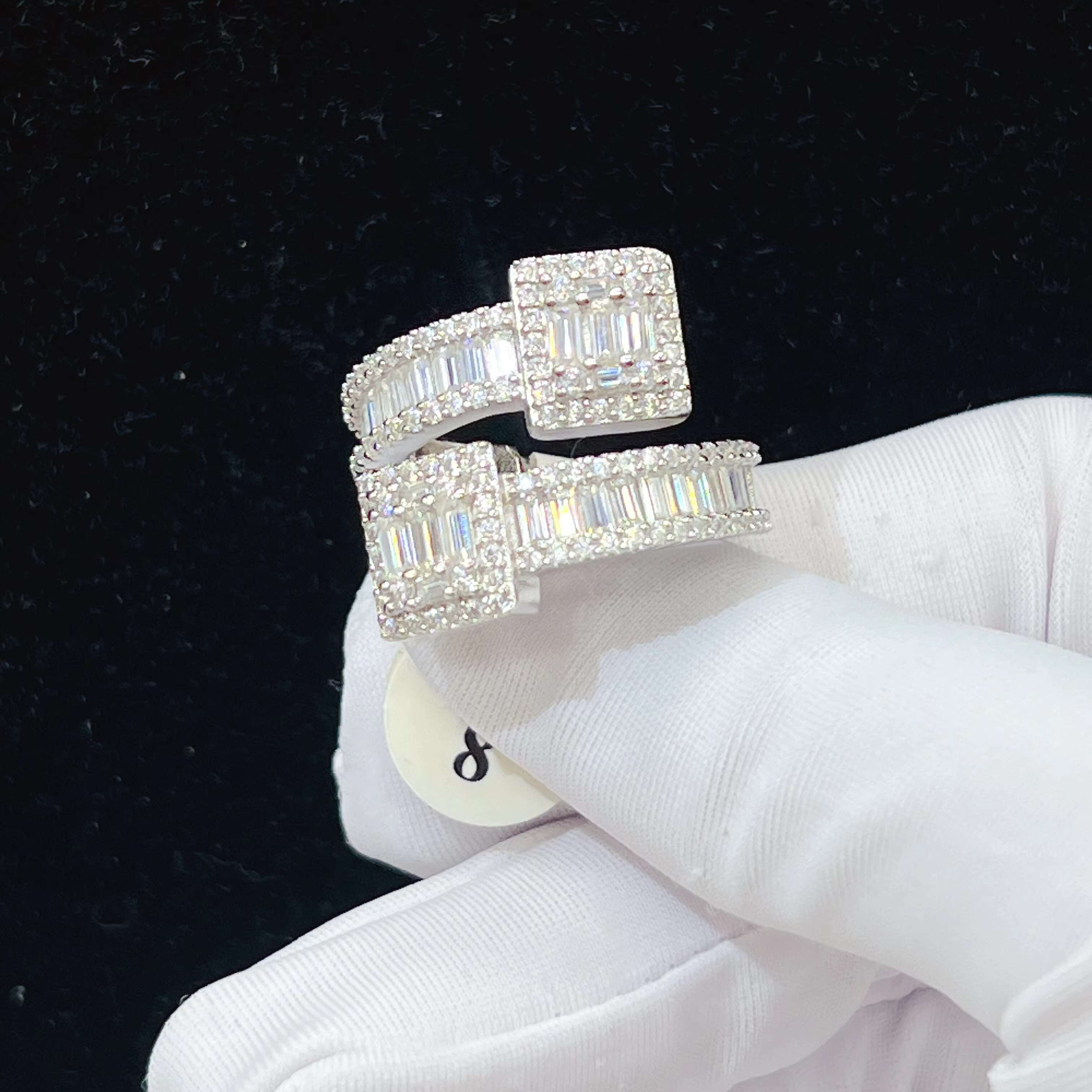 Baguette Diamond Ring Custom Sterling Silver S925 Hip Hop Luxury Moissanite Iced Out Diamond Rings
