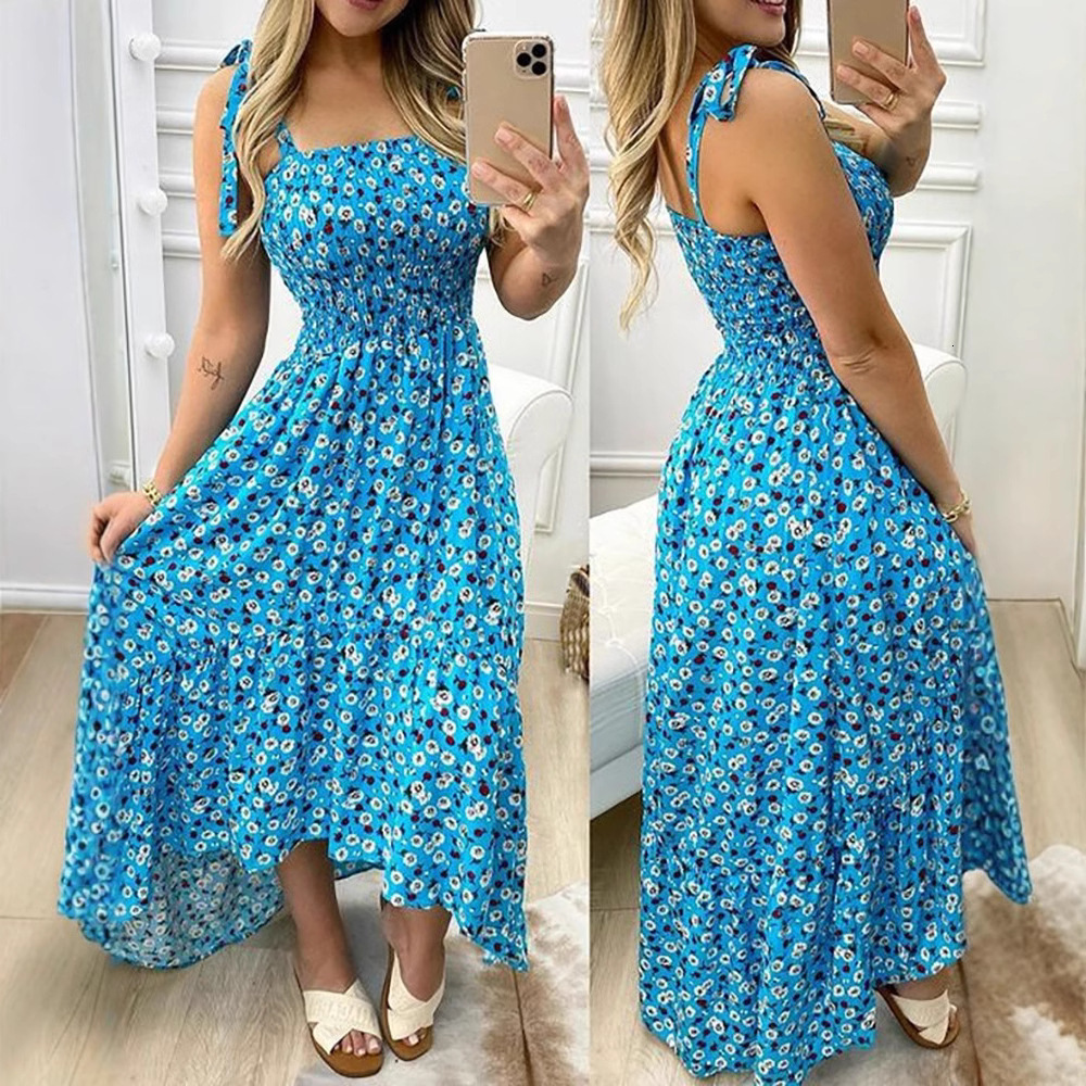1685# short sleeved new suspender patchwork printed irregular strapless dress