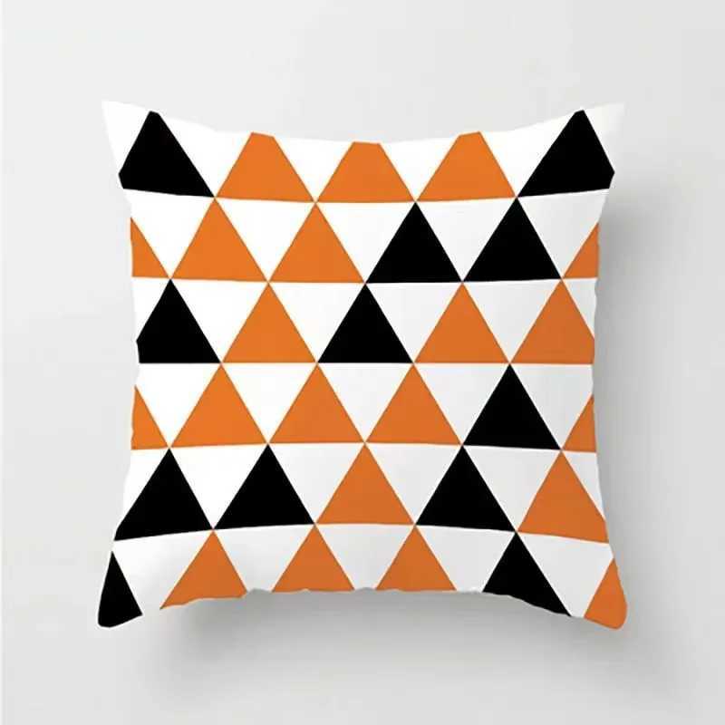 Orange patchwork pattern throw pillow cover with short plush print living room sofa decoration cushion cover pillow covers G251124