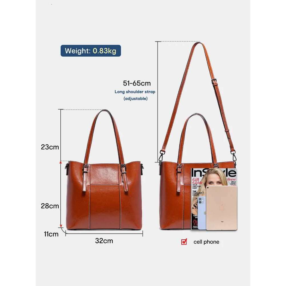 Designer Bag Zency High Quality Women's Genuine Leather Tote Lady Designer Cowhide Shoulder Large Capacity OL Handbag Shopper Bag
