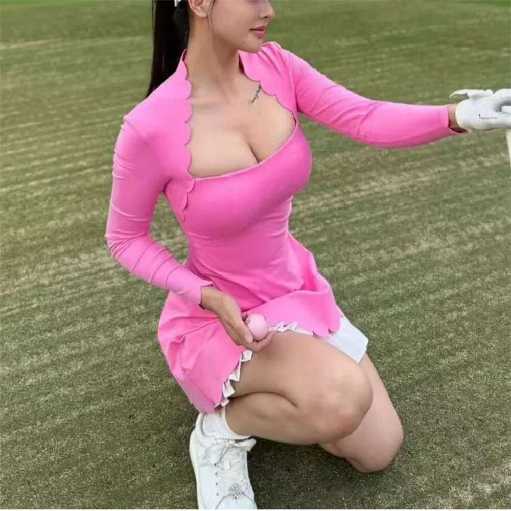 2025 Pad Yoga Set Clothes Women Long Sleeve Tennis Anti Shorts Skirt Breathable Quick-Drying One-Piece Jumpsuit Dress Golf Wear