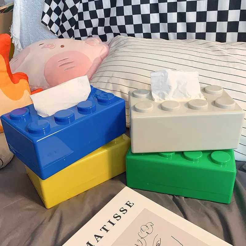 1PC Creative Cartoon Building Block Tissue Box with High Aesthetic Value for Household Napkins Paper Drawer Storage BoxM251124