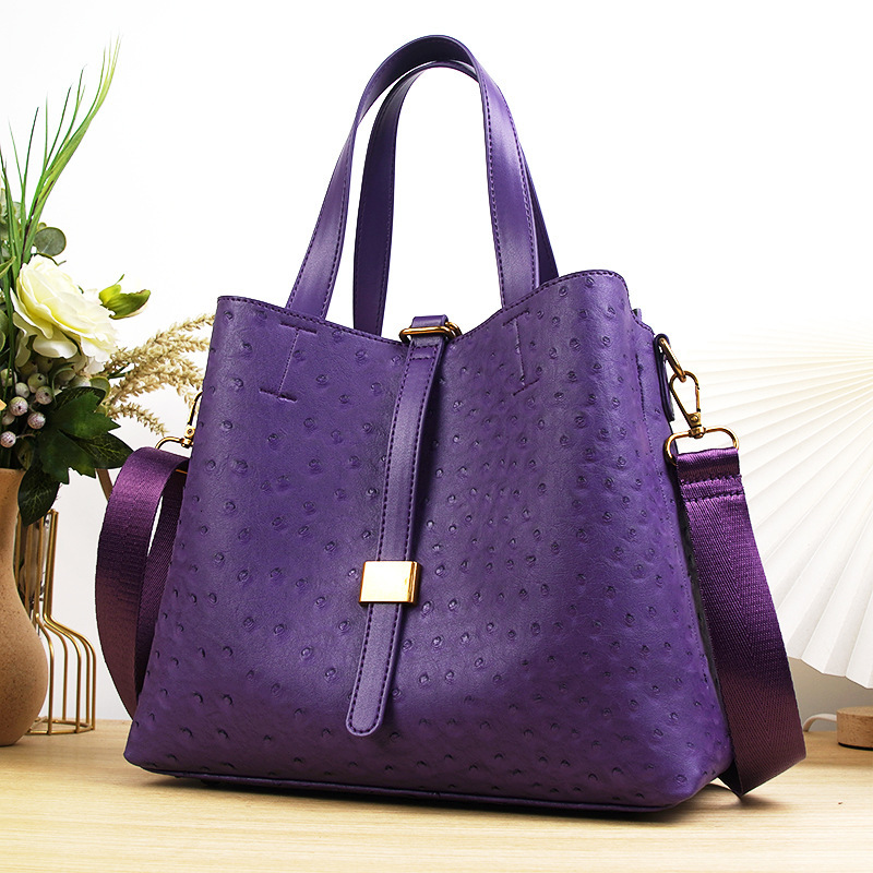 New Texture Ostrich Pattern Handbag Women S Large Capacity Single Shoulder Bucket Tote Bag
