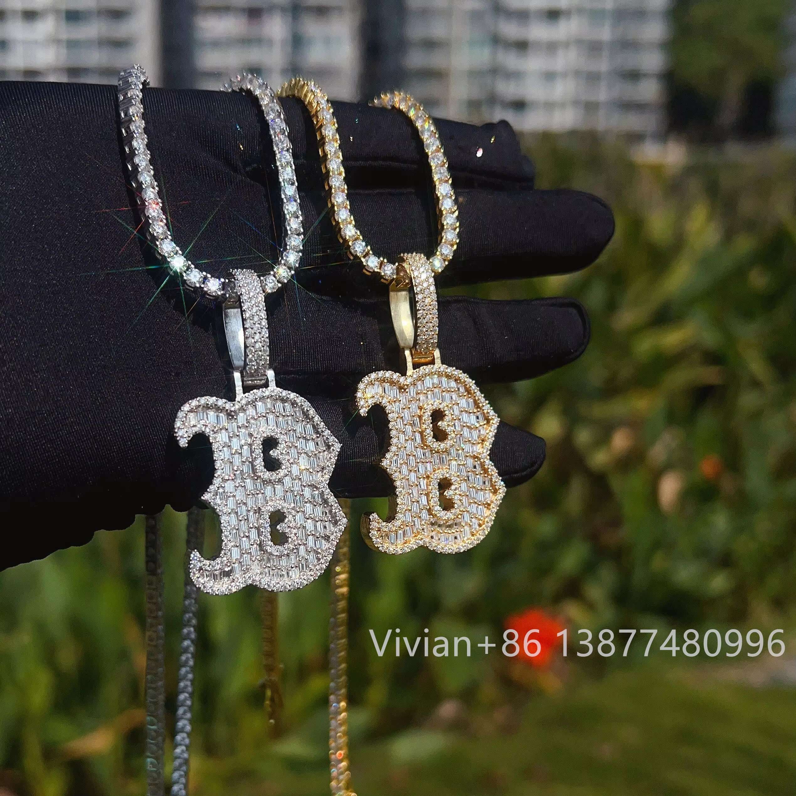 Popular Gold Plated 925 Sterling Silver Cross Diamond Vvs Moissanite Necklace Pendant