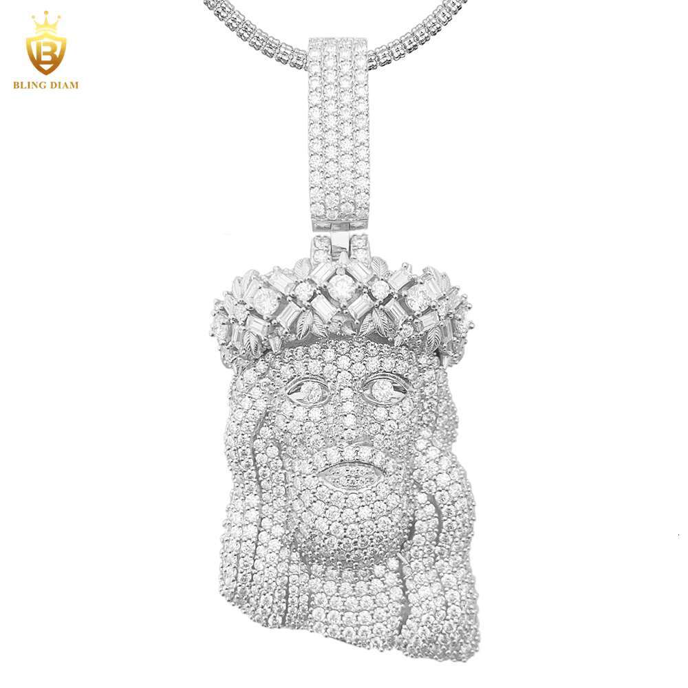 Wholesale Iced Out Hip Hop Jewelry Jesus Necklace Diamond Moissanite Custom Pendant 925 Sterling Silver