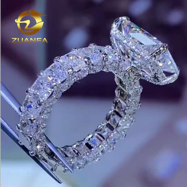 Wedding Ring Radiant Cut Luxury Design Full Moissanite Band 925silver Engagement Ring Custom Design