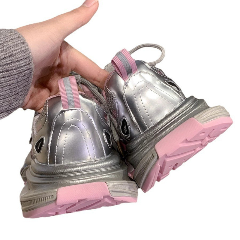 Summer New Silver Pink Dad Women S Breathable Casual Running Versatile Lightweight Thick Bottom Sports Shoes Ddmysaturn Ddmysaturn