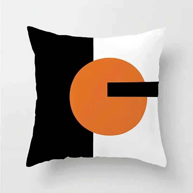 Orange patchwork pattern throw pillow cover with short plush print living room sofa decoration cushion cover pillow covers G251124