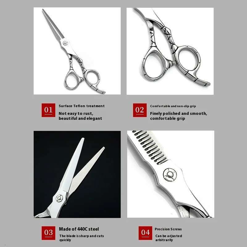 6.0 440CSteel High Grade Hairdressing Scissors Salon Professional Hair Stylist Barber Scissors,Salon & Home Use, Ergonomic Desig