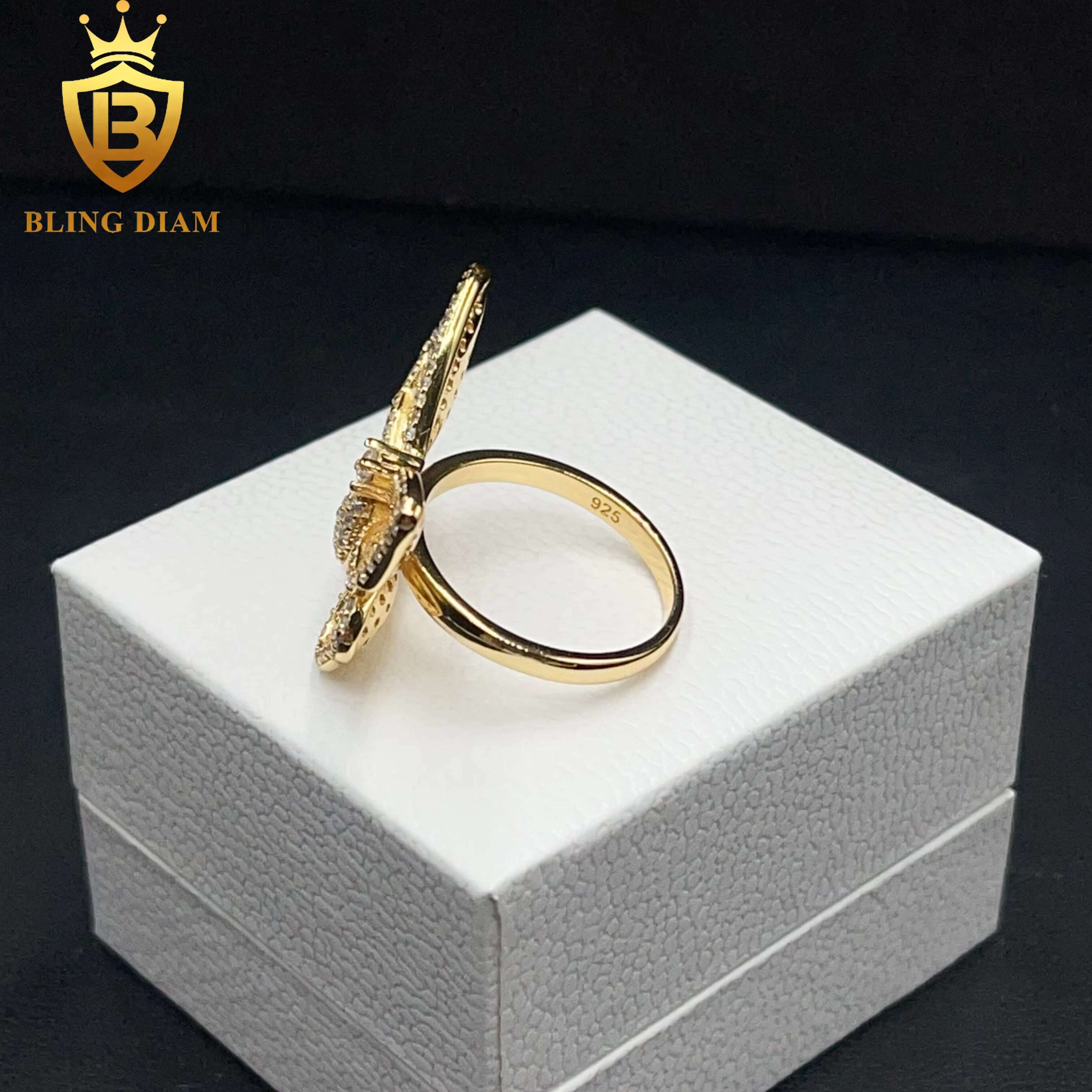 Best Sale Low Price Fine Jewelry 925 Silver VVS Moissanite Diamond Butterfly Rings Gift for Women