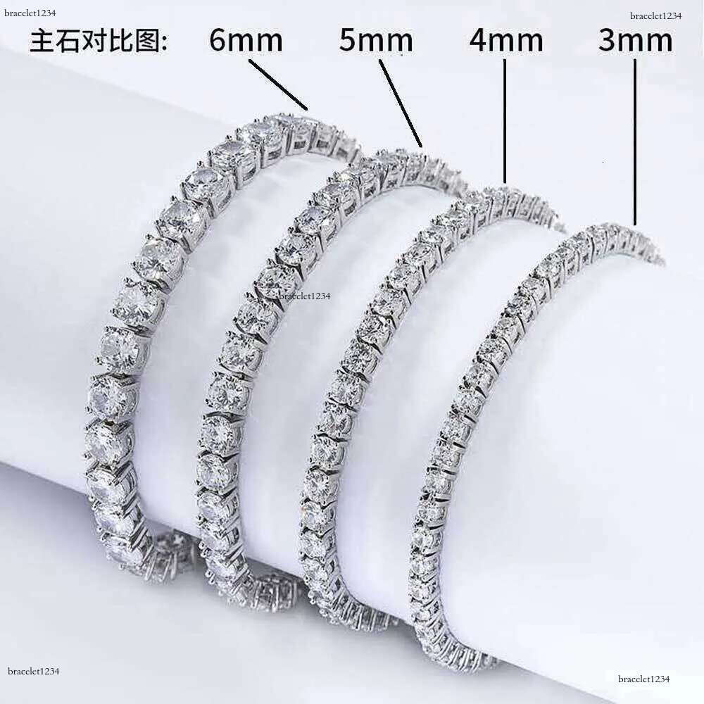HipHop Jewelry ice out 3mm 4mm 5mm 6mm sterg sier VVS Moissanite Dia Tennis k Chain Bracelet Necklaces