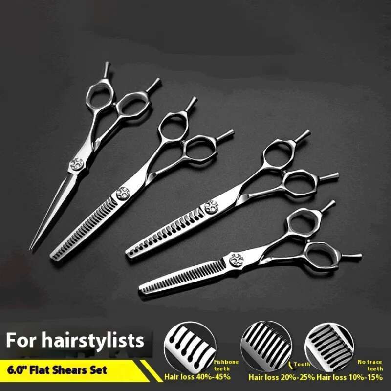 Japan440C 6-Inch Salon Barber High-end Professional Hairdressing Straight Thinning Shear Hair Scissors