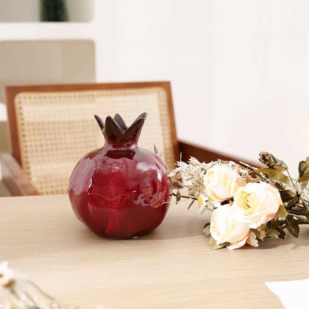 Ceramic Vases Bright Porcelain Pomegranate Vase Table Decoration Ornaments Arrangement Flower Plant Pots Room Aesthetic Decor C251124