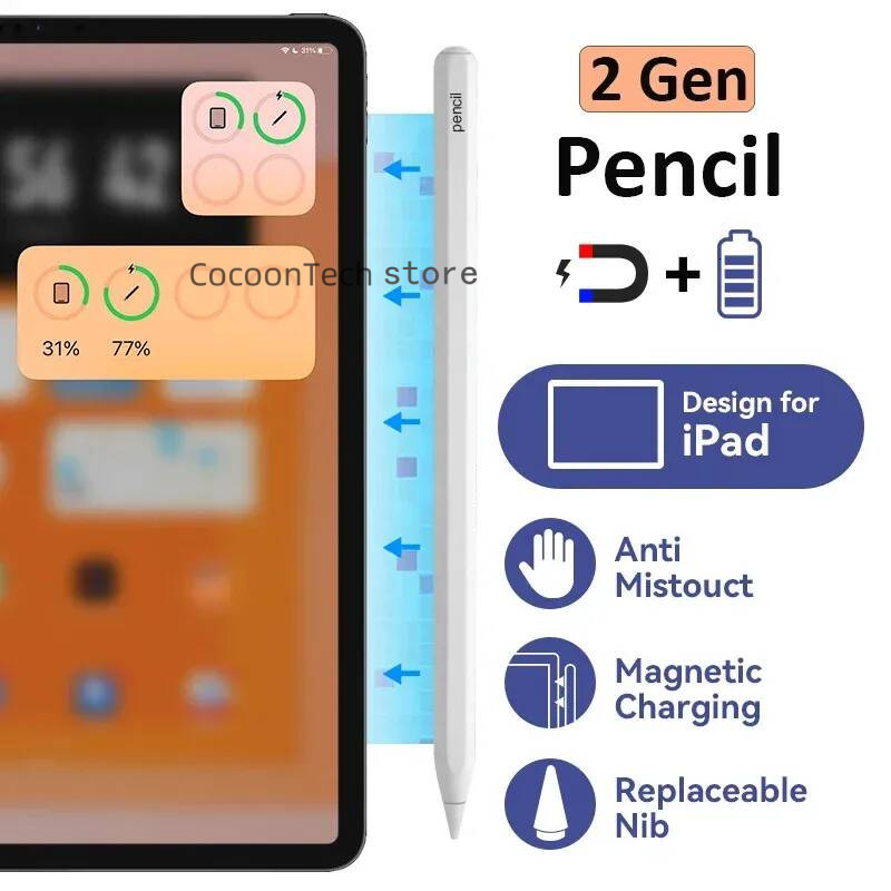 Pencil 1st Magnetic Attraction Wireless Charging Pencil 2 Touch Screen Pens For Pad USB C Tablet stylus 2nd Generation With Animated Pop-up Stylus