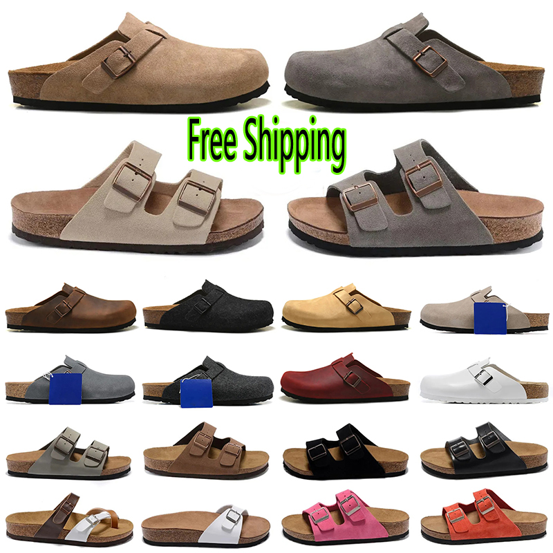 Free Shipping designer birksenstock sandals men women birkentsock clogs black brown light olive white sude leather mens slides outdoor slippers shoes size 36-46
