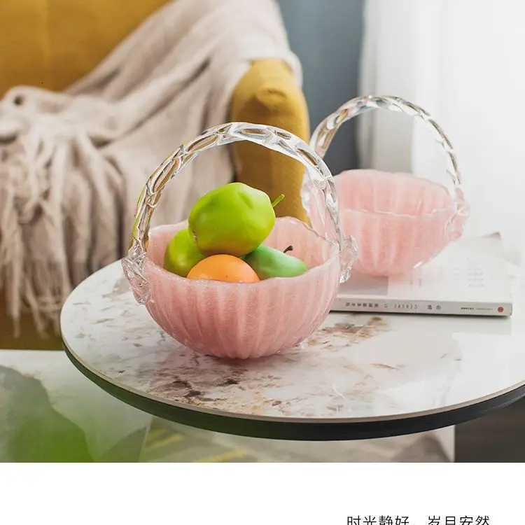 Vase Light Luxury Glass Vase Solid Color Folded Skirt Edge Small Basket Fruit Flower Basket Home Exquisite Fashion Ornament C251124