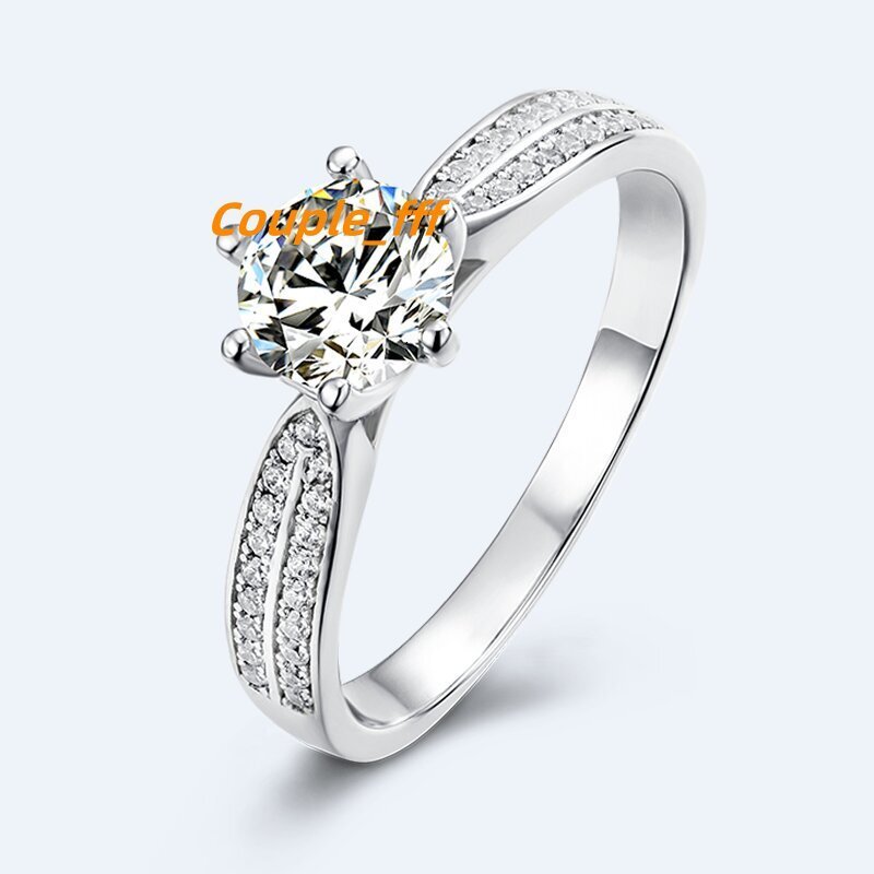 Trend Exquisite Jewelry S925 Silver Platinum Plated Moissanite Diamond Ring Simple Fashion Design Womens Engagement Rings