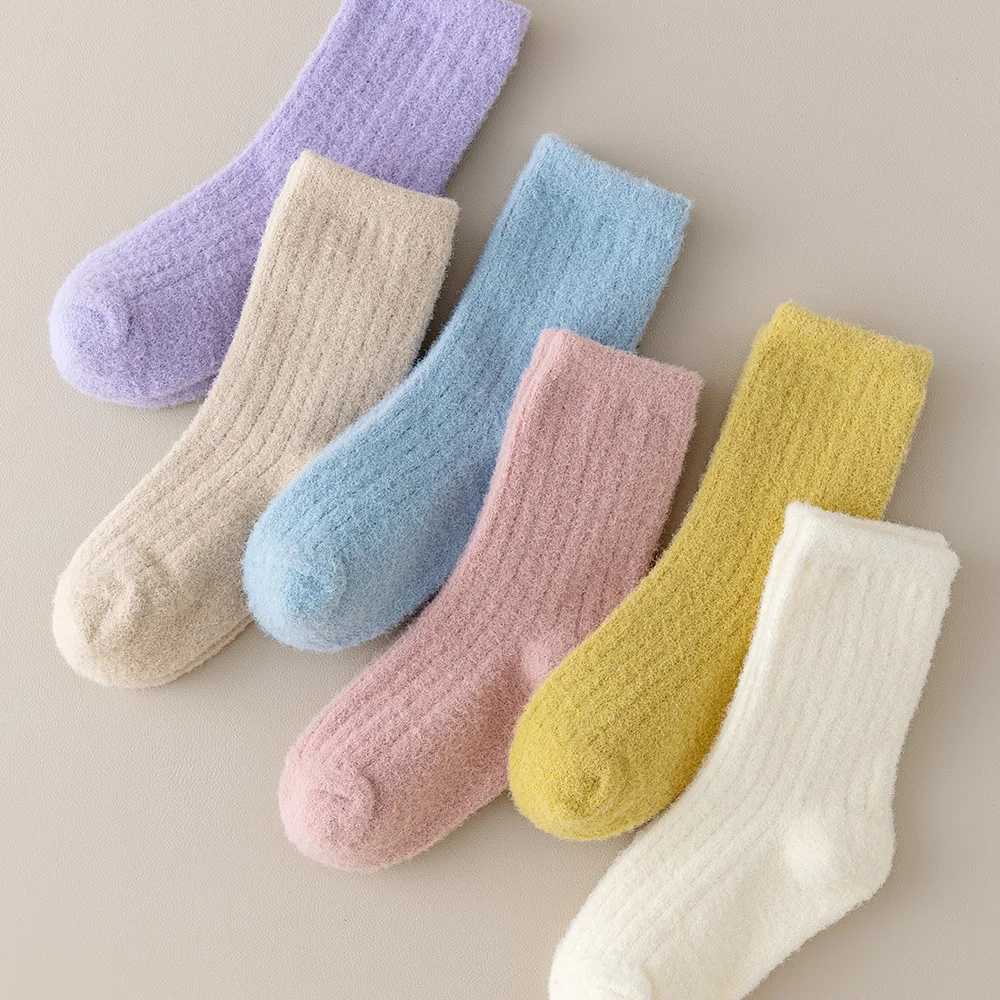4 pairs of childrens socks for autumn and winter babys fleece socks for warmth thickening boys and girls looped socks wit G251124